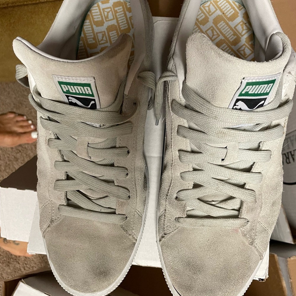 Puma light grey suede sneakers